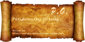Petykovszky Olinda névjegykártya